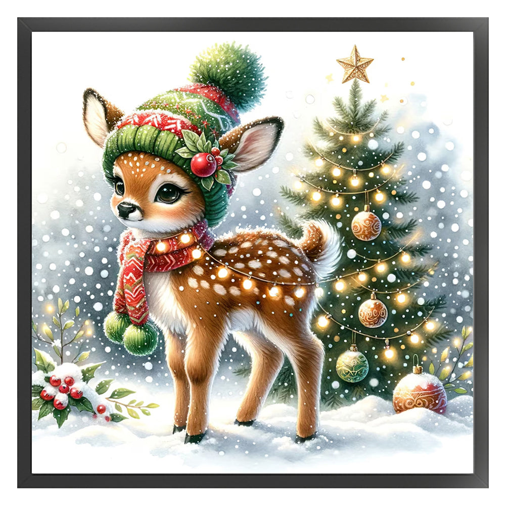 Snowman And Deer - 18CT Stamped Cross Stitch 30*30CM