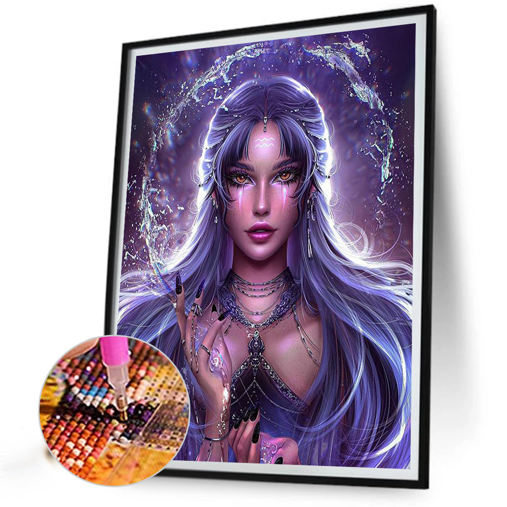 Constellation Girl¡¤Aquarius - Full Round Drill Diamond Painting 50*60CM