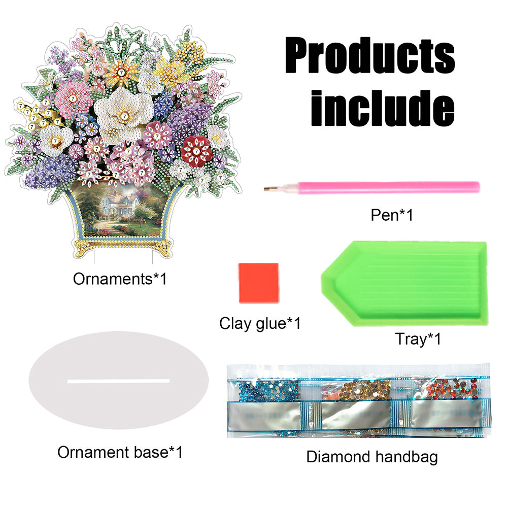 Acrylic Bouquet Diamond Painting Desktop Decorations for Office Desktop Decor