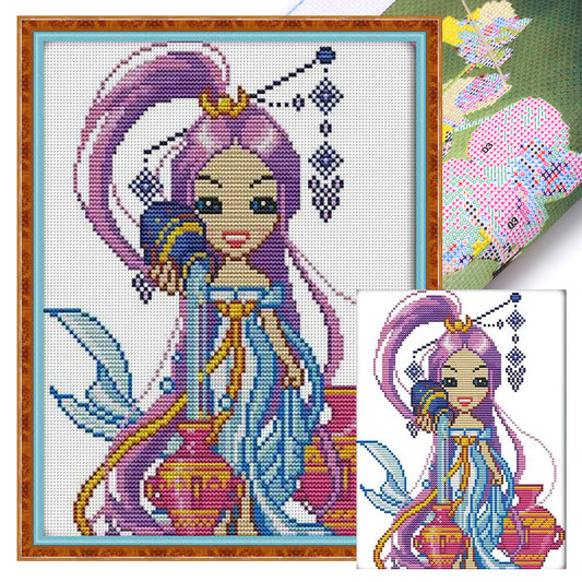 Aquarius - 14CT Stamped Cross Stitch 22*29CM(Joy Sunday)