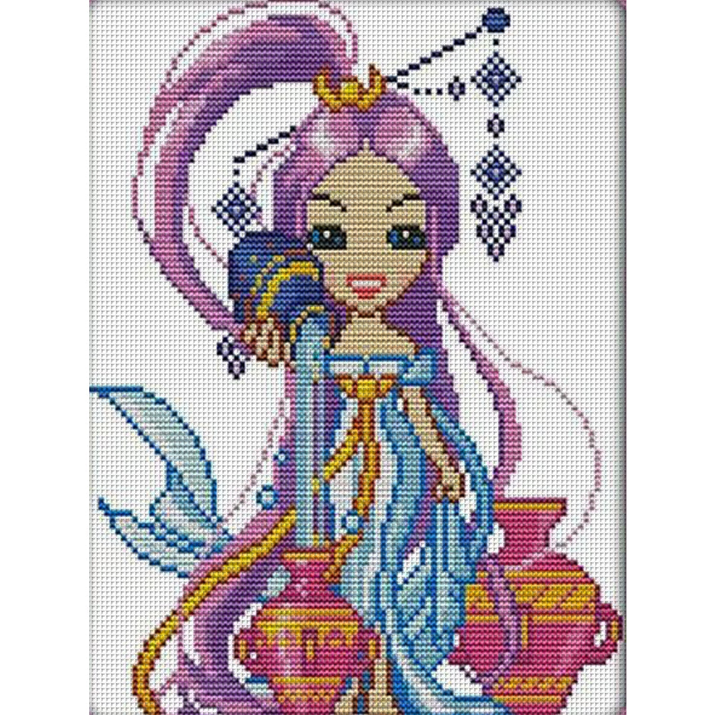 Aquarius - 14CT Stamped Cross Stitch 22*29CM(Joy Sunday)