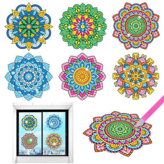 6 PCS Gem Art DIY Craft Kits Mandala Diamond Painting Stickers for Boy Girl Gift