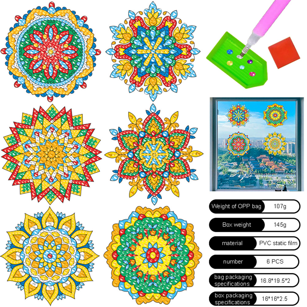 6 PCS Gem Art DIY Craft Kits Mandala Diamond Painting Stickers for Boy Girl Gift