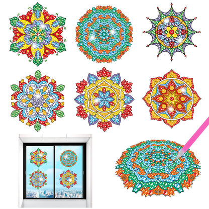 6 PCS Gem Art DIY Craft Kits Mandala Diamond Painting Stickers for Boy Girl Gift