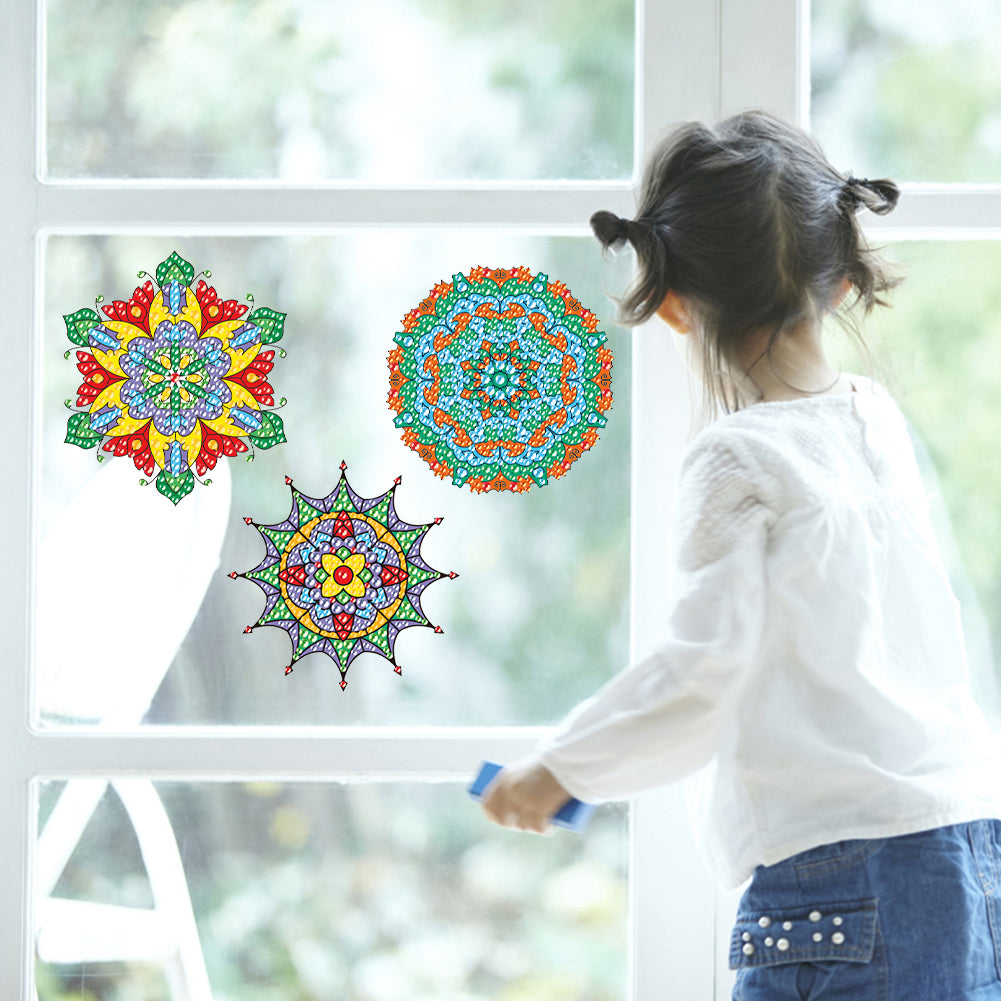 6 PCS Gem Art DIY Craft Kits Mandala Diamond Painting Stickers for Boy Girl Gift