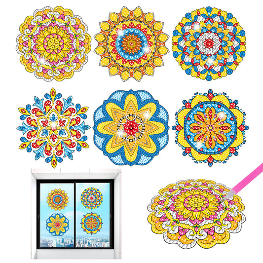 6 PCS Gem Art DIY Craft Kits Mandala Diamond Painting Stickers for Boy Girl Gift