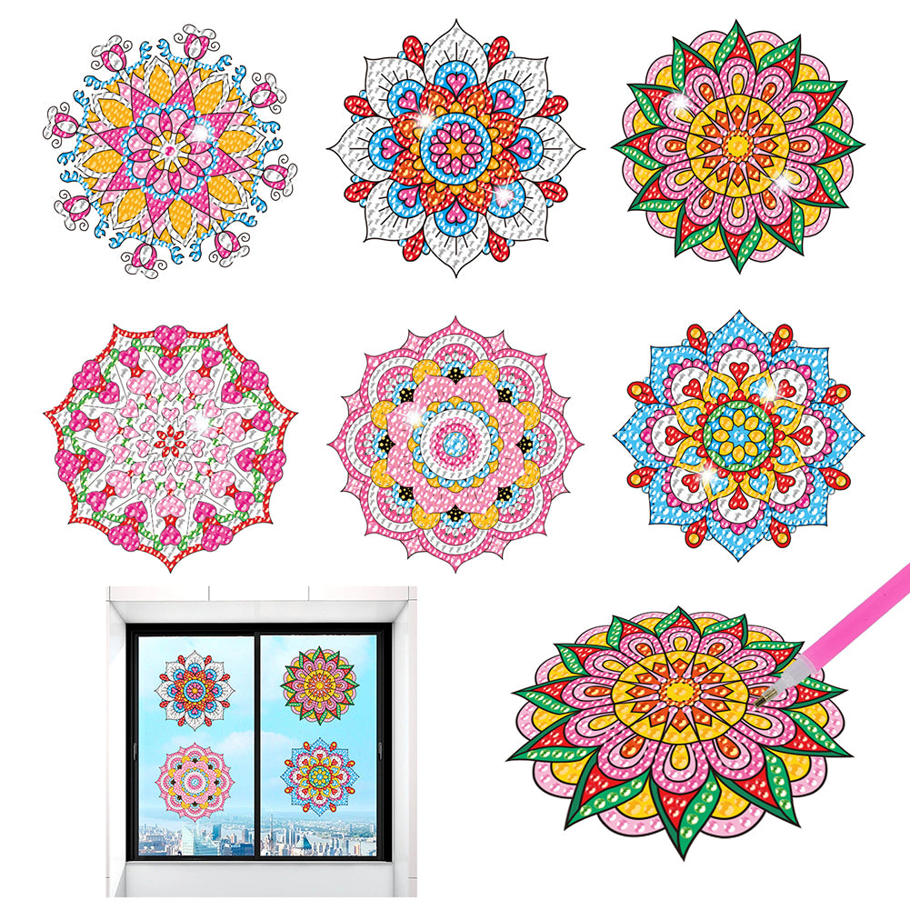 6 PCS Gem Art DIY Craft Kits Mandala Diamond Painting Stickers for Boy Girl Gift