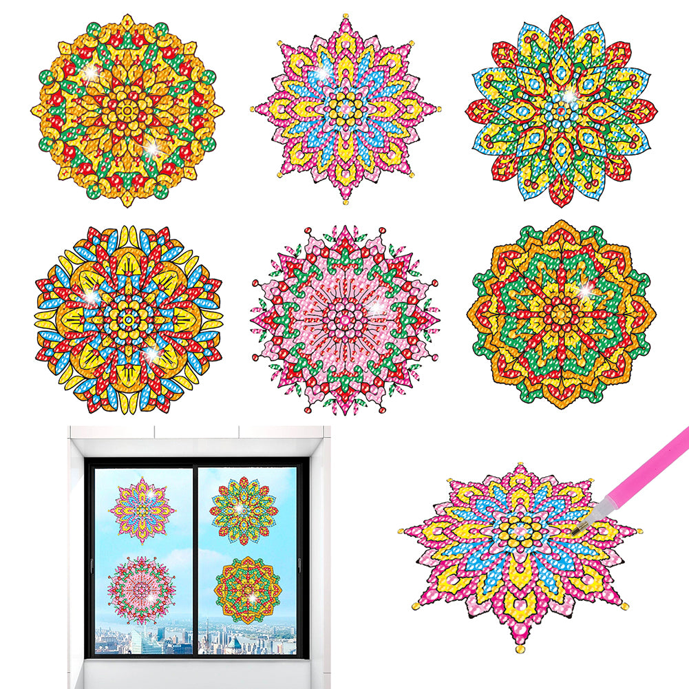 6 PCS Gem Art DIY Craft Kits Mandala Diamond Painting Stickers for Boy Girl Gift