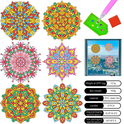 6 PCS Gem Art DIY Craft Kits Mandala Diamond Painting Stickers for Boy Girl Gift