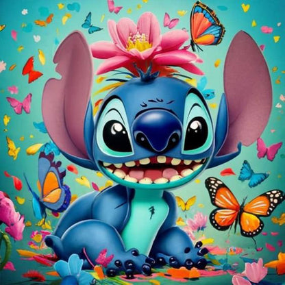 Stitch And The Butterfly - Full Round Drill Diamond Painting 30*30CM