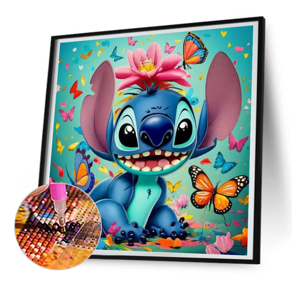 Stitch And The Butterfly - Full Round Drill Diamond Painting 30*30CM