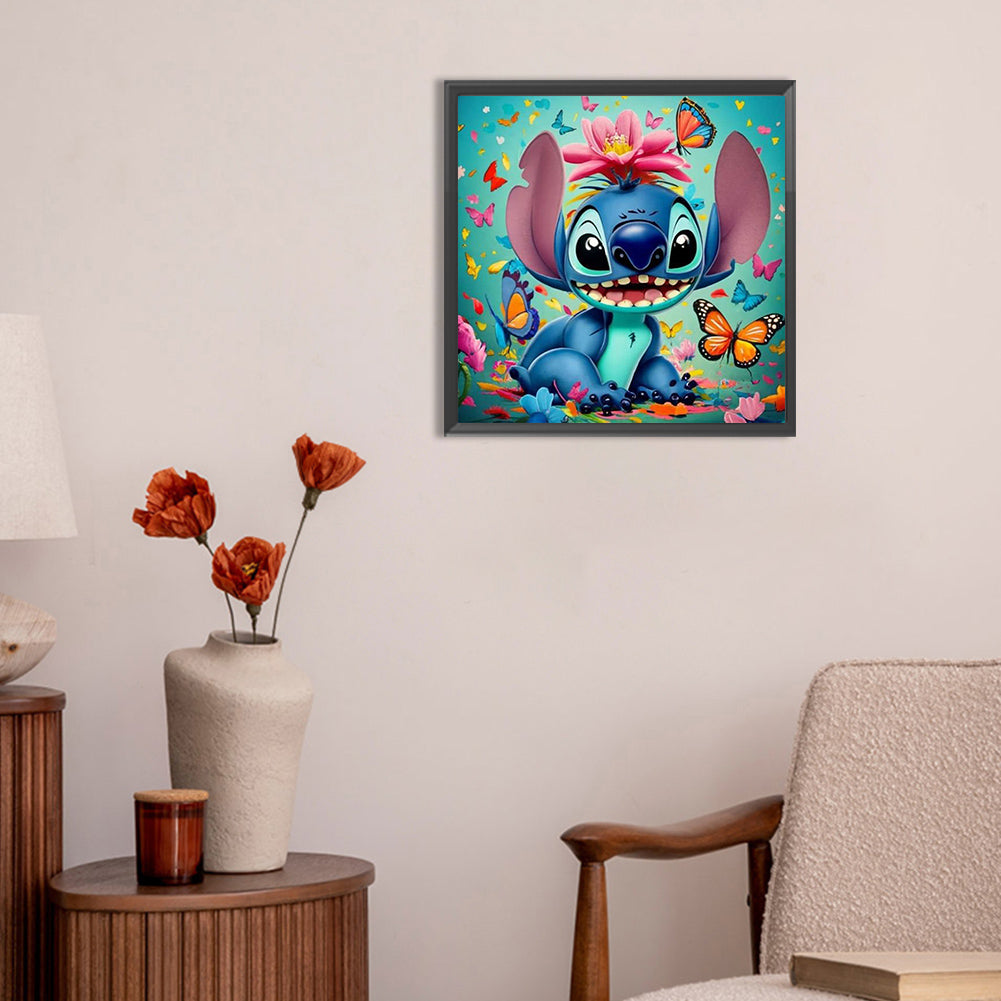 Stitch And The Butterfly - Full Round Drill Diamond Painting 30*30CM