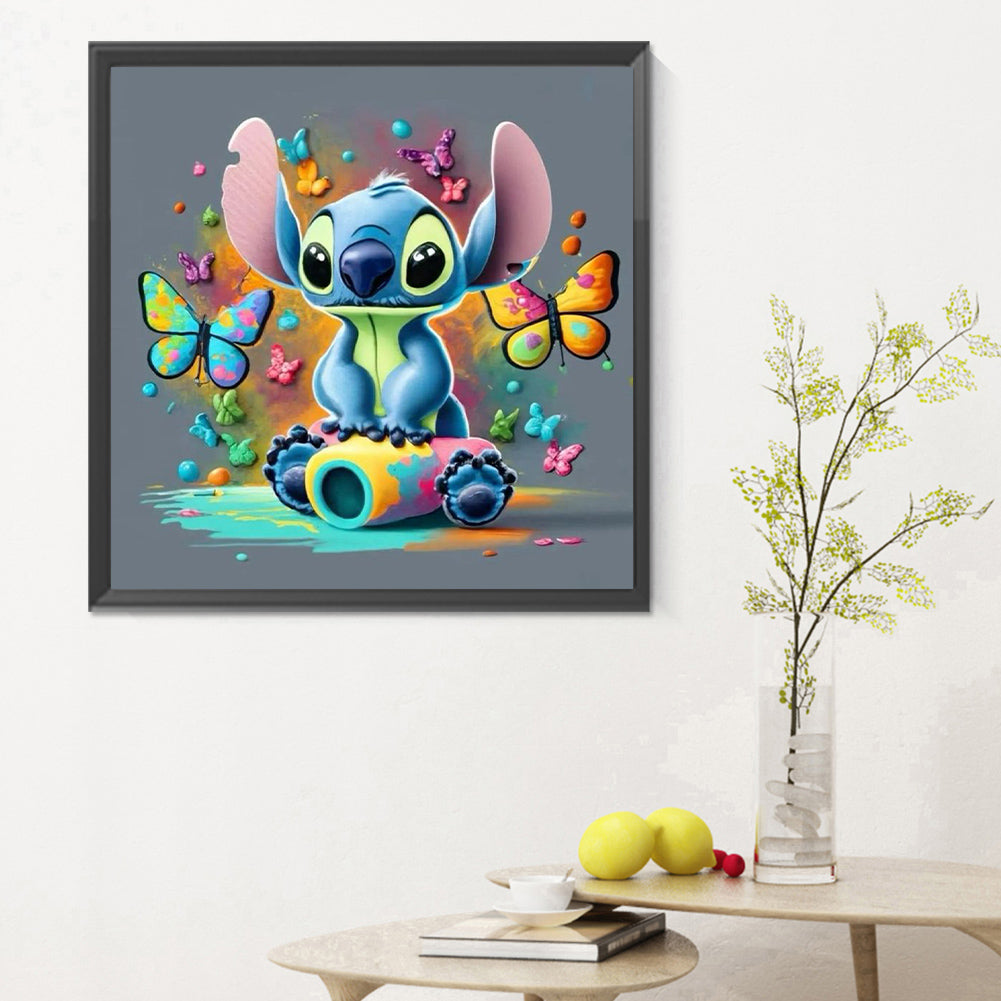 Stitch And The Butterfly - Full Round Drill Diamond Painting 30*30CM