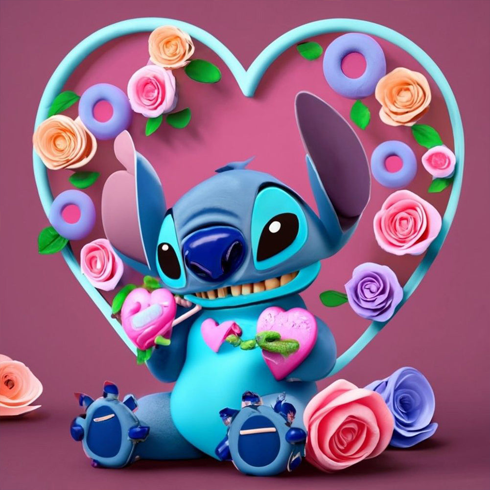 Cartoon Minifigure-Stitch - Full Round Drill Diamond Painting 30*30CM