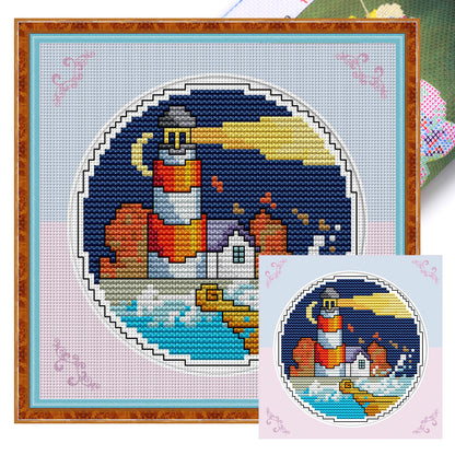 Autumn By The Seaside - 14CT Stamped Cross Stitch 16*16CM(Joy Sunday)