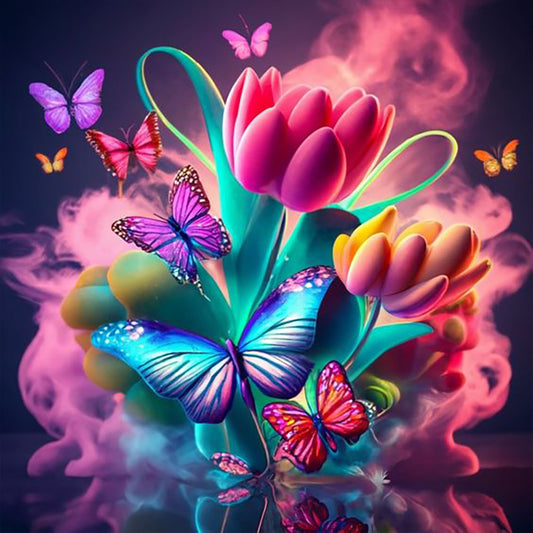 Colorful Flowers - Full Round Drill Diamond Painting 30*30CM