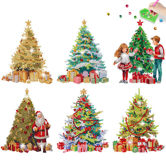 6 PCS Diamond Painting Stickers for Xmas Decor Boy Girls Gift (Christmas Tree)