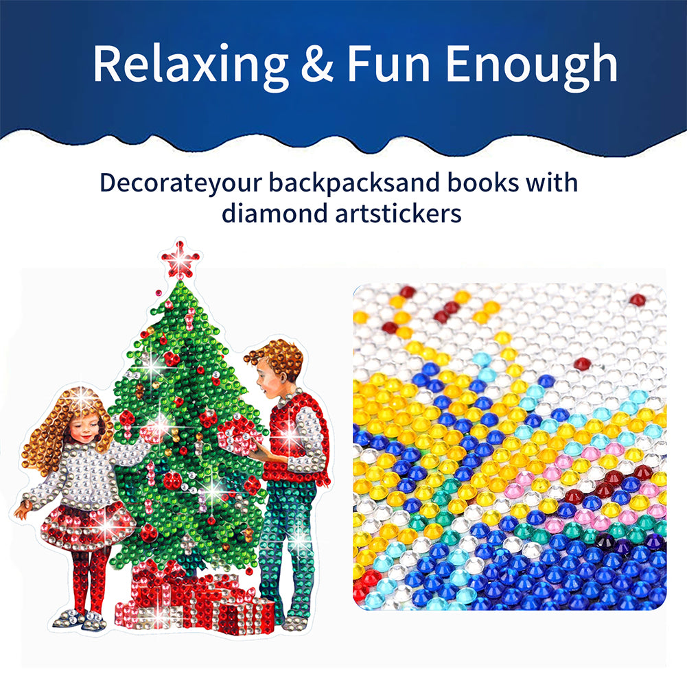 6 PCS Diamond Painting Stickers for Xmas Decor Boy Girls Gift (Christmas Tree)