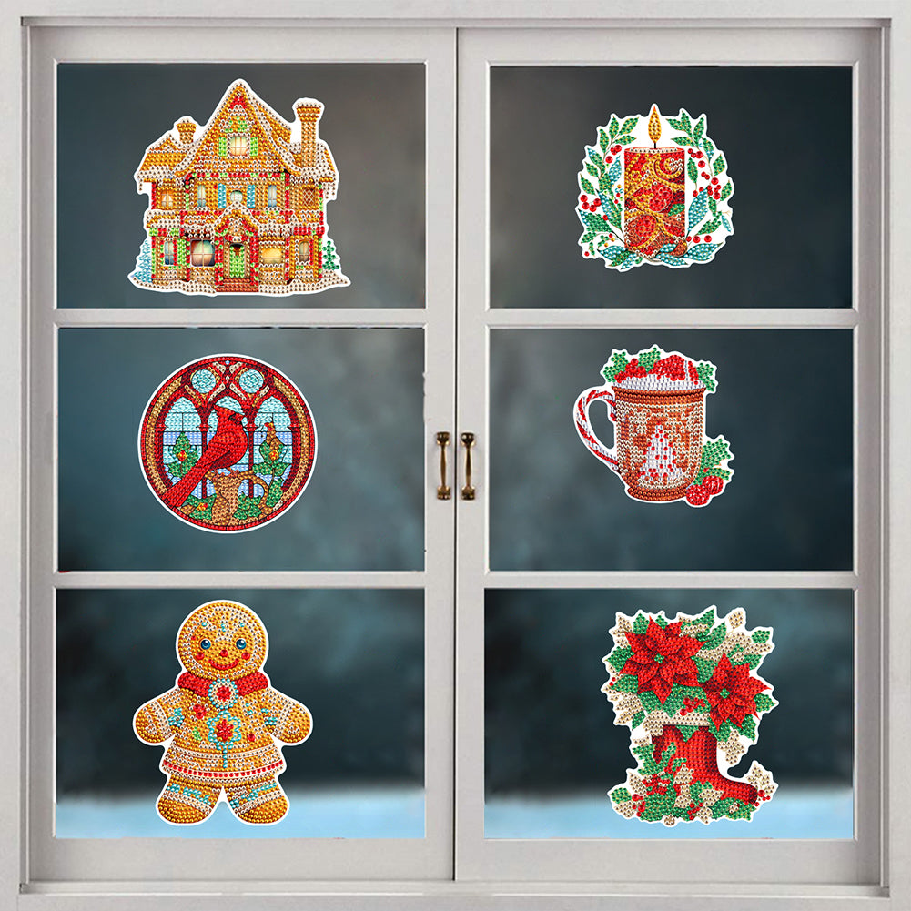 6 PCS Diamond Painting Stickers for Xmas Decor Boy Girl Gift (Xmas House Candle)