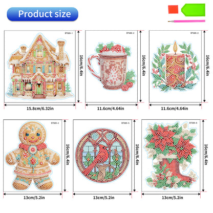 6 PCS Diamond Painting Stickers for Xmas Decor Boy Girl Gift (Xmas House Candle)