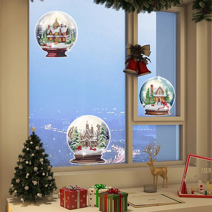 6 PCS Diamond Painting Stickers for Xmas Decor Boy Girl Gift (Xmas Crystal Ball)