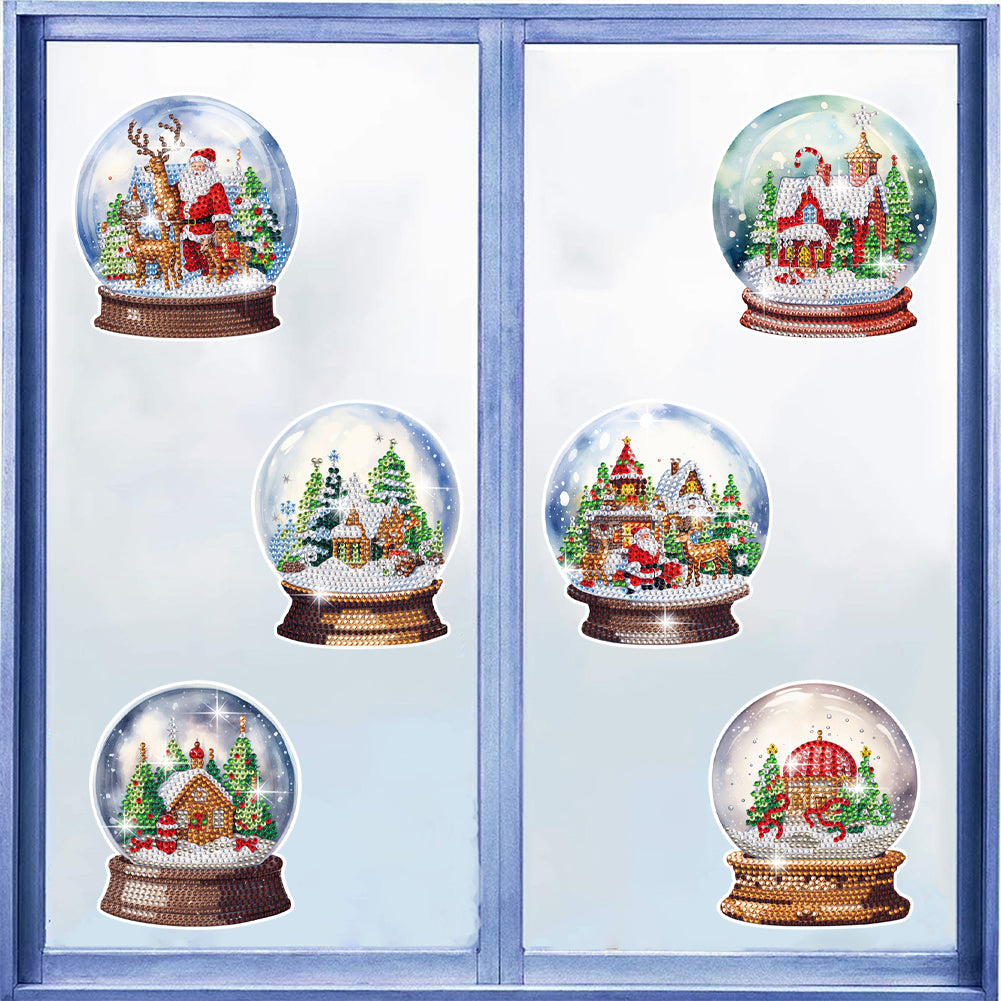 6 PCS Diamond Painting Stickers for Xmas Decor Boy Girl Gift (Xmas Crystal Ball)