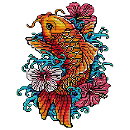 Carp 2 - 14CT Stamped Cross Stitch 29*40CM(Joy Sunday)