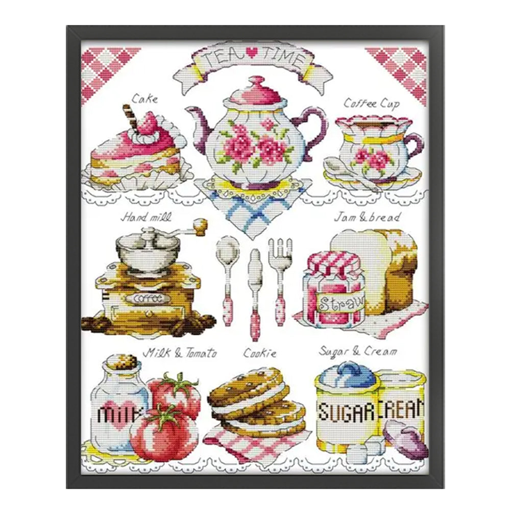 Afternoon Tea Time(2) - 14CT Stamped Cross Stitch 36*44CM(Joy Sunday)