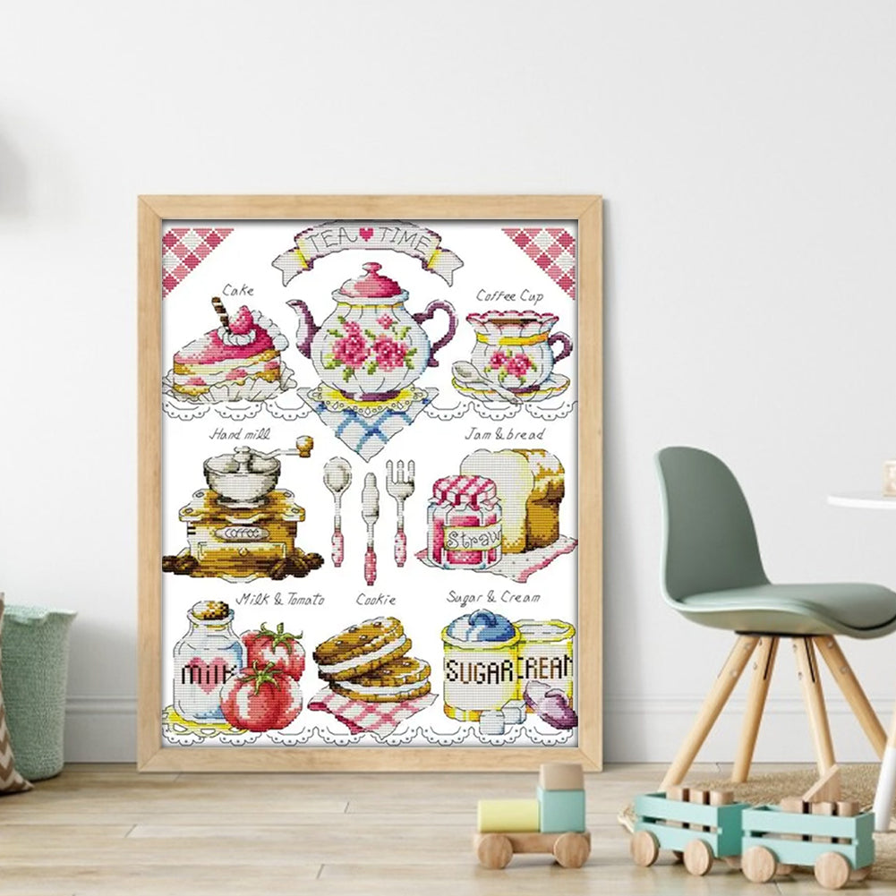 Afternoon Tea Time(2) - 14CT Stamped Cross Stitch 36*44CM(Joy Sunday)