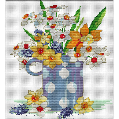 Brilliant Flowers - 14CT Stamped Cross Stitch 33*37CM(Joy Sunday)