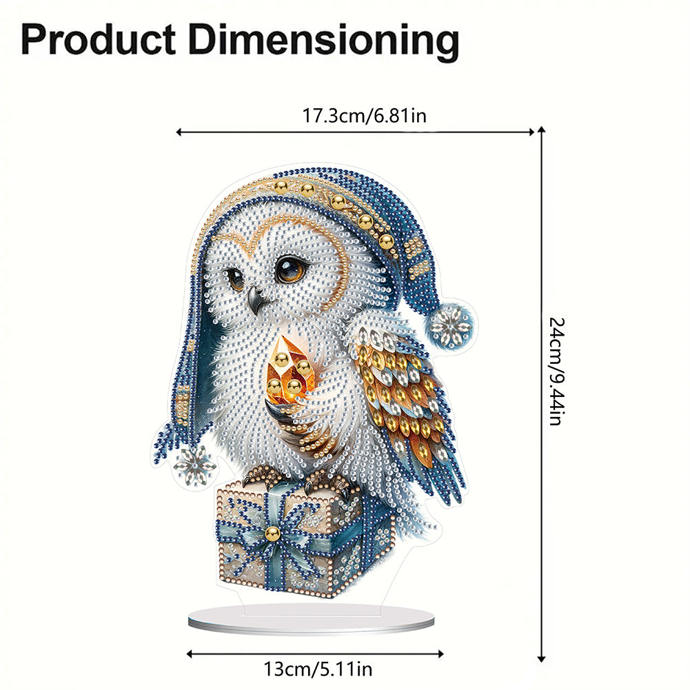 White Owl 5D DIY Diamond Painting Desktop Ornaments Kit for Office Desktop Decor