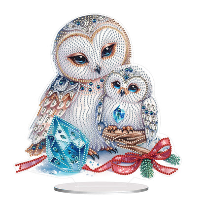 White Owl 5D DIY Diamond Painting Desktop Ornaments Kit for Office Desktop Decor