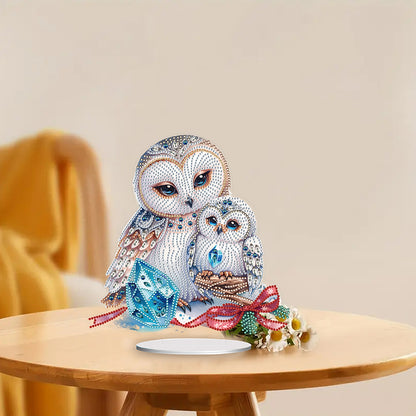 White Owl 5D DIY Diamond Painting Desktop Ornaments Kit for Office Desktop Decor