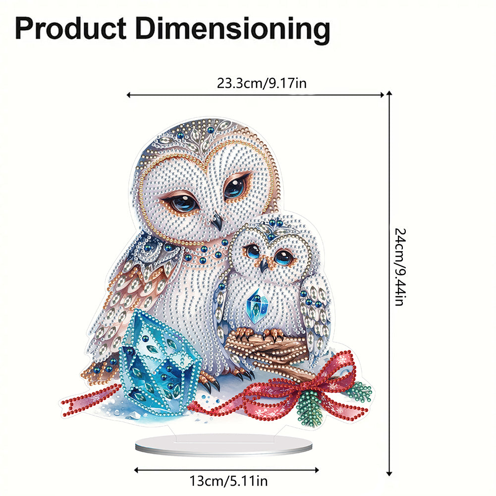 White Owl 5D DIY Diamond Painting Desktop Ornaments Kit for Office Desktop Decor