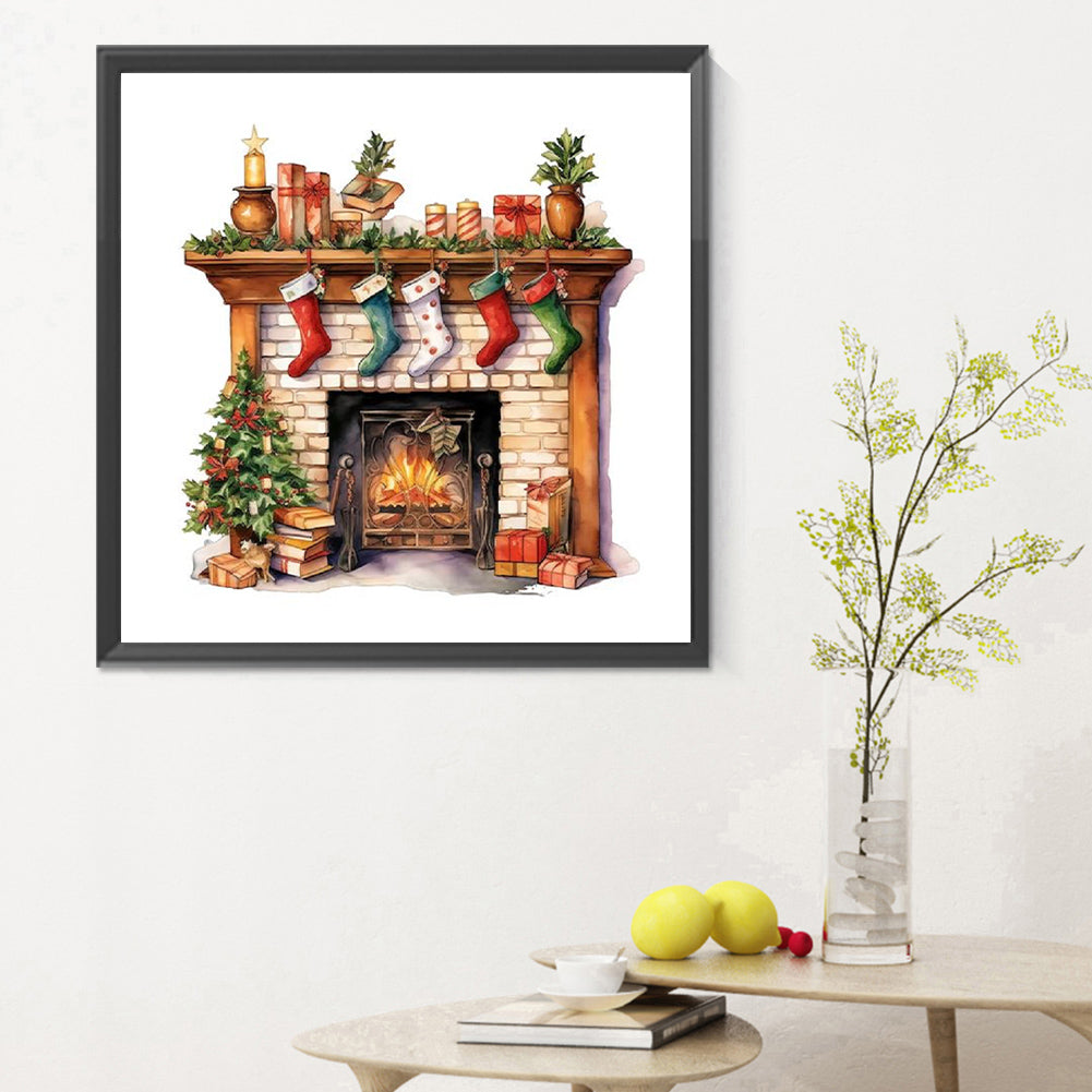 Christmas Fireplace - Full Round Drill Diamond Painting 30*30CM