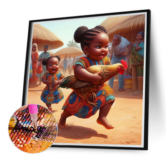 Black Kid - Full Round Drill Diamond Painting 40*40CM