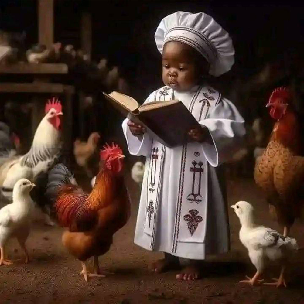 Black Kid - Full Round Drill Diamond Painting 40*40CM