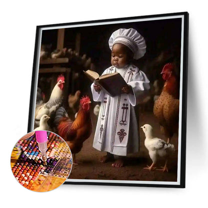 Black Kid - Full Round Drill Diamond Painting 40*40CM