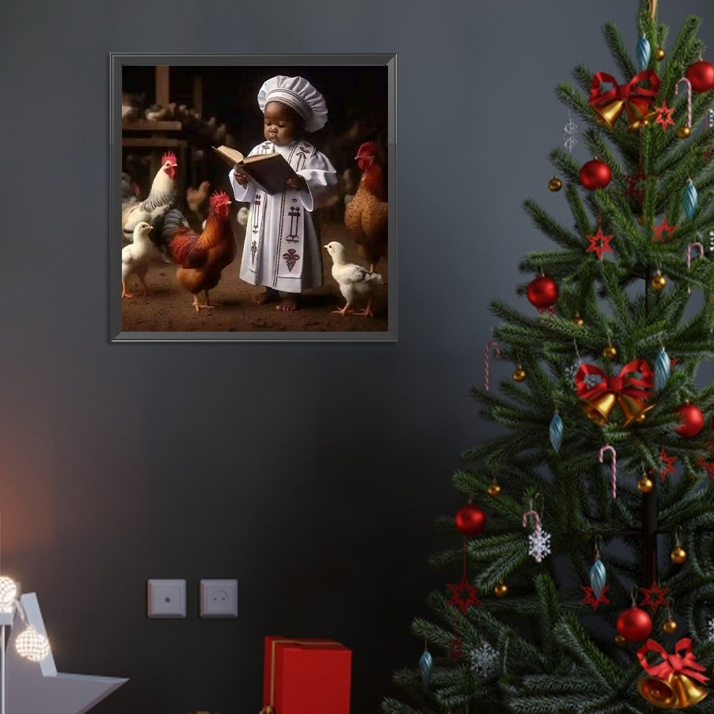 Black Kid - Full Round Drill Diamond Painting 40*40CM