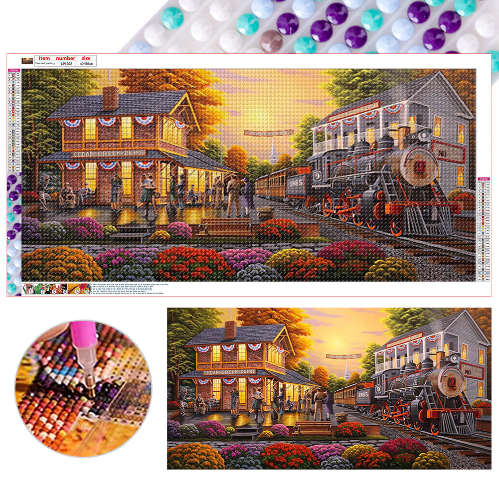 Train Street - Full Round Drill Diamond Painting 80*40CM