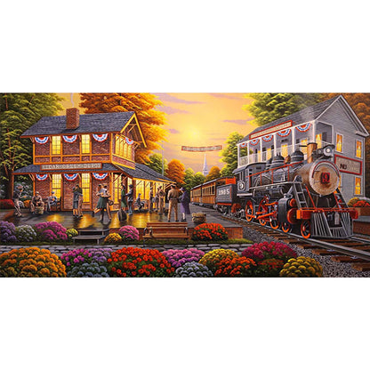 Train Street - Full Round Drill Diamond Painting 80*40CM