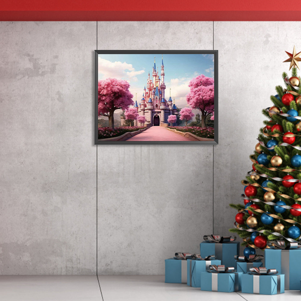 Pink Castle - Full Square Drill Diamond Painting 40*30CM