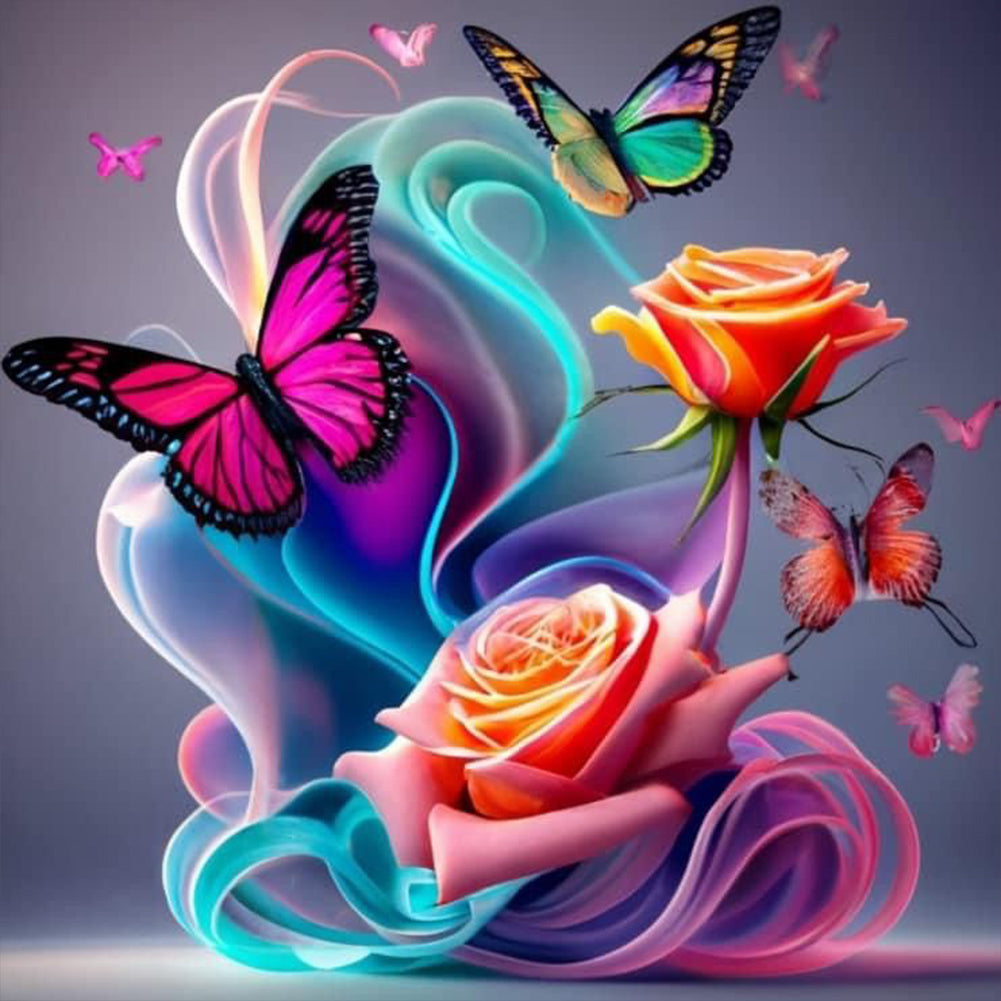 Colorful Butterfly - Full Round Drill Diamond Painting 30*30CM