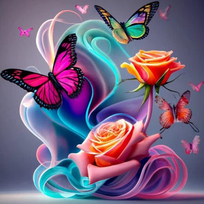 Colorful Butterfly - Full Round Drill Diamond Painting 30*30CM