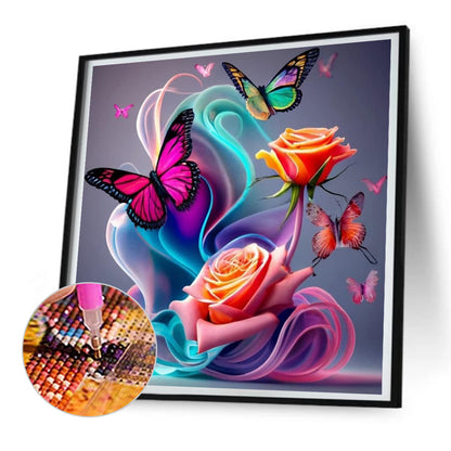 Colorful Butterfly - Full Round Drill Diamond Painting 30*30CM