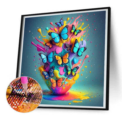 Colorful Butterfly - Full Round Drill Diamond Painting 30*30CM