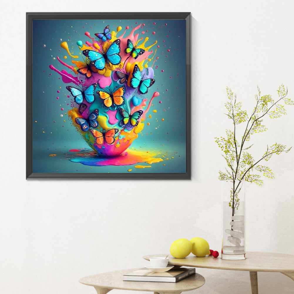 Colorful Butterfly - Full Round Drill Diamond Painting 30*30CM