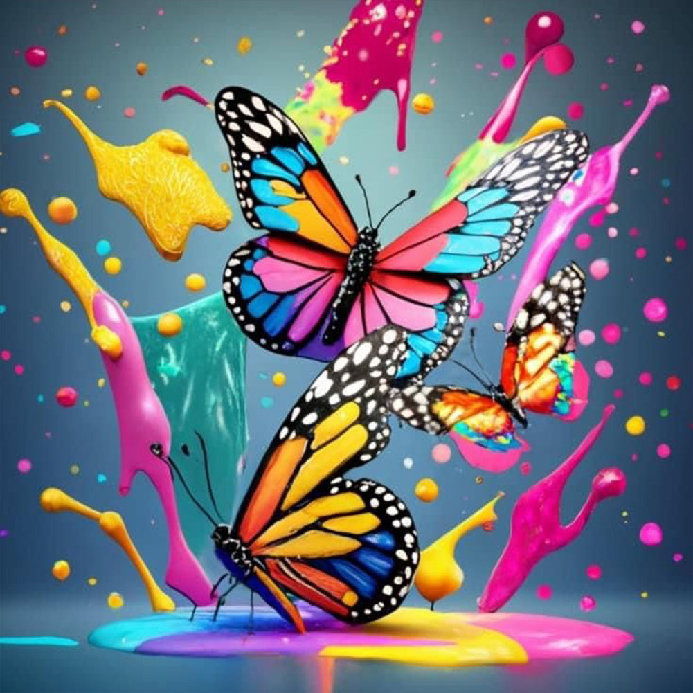 Colorful Butterfly - Full Round Drill Diamond Painting 30*30CM