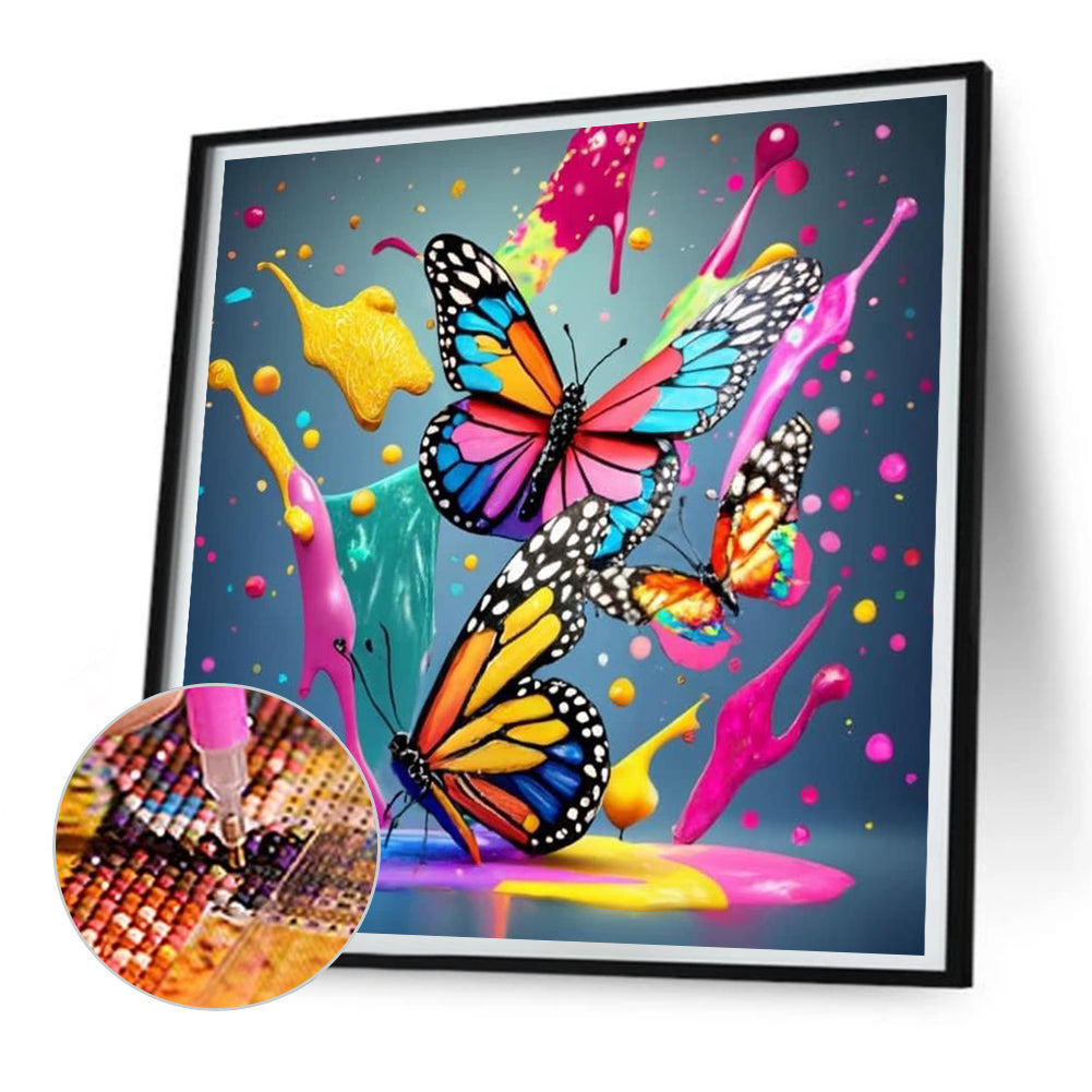 Colorful Butterfly - Full Round Drill Diamond Painting 30*30CM