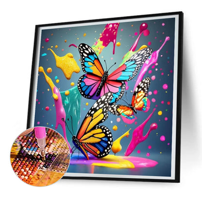 Colorful Butterfly - Full Round Drill Diamond Painting 30*30CM